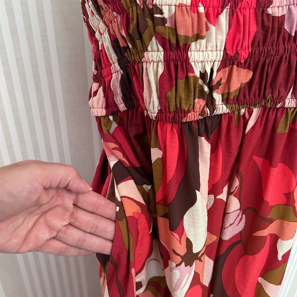 A New Day Women's Spaghetti Strap Smocked Dress Floral Red Size Medium - Picture 9 of 9